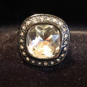 Hematite and rhinestone ring